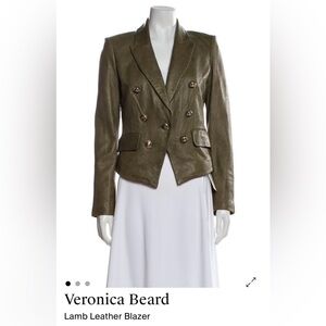 Veronica Beard Green Leather Blazer